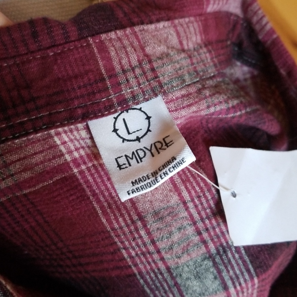 Large Purple Plaid Button Womens Long Sleeve Top - Picture 3 of 3